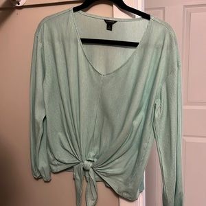 Green and white striped Ann Taylor blouse